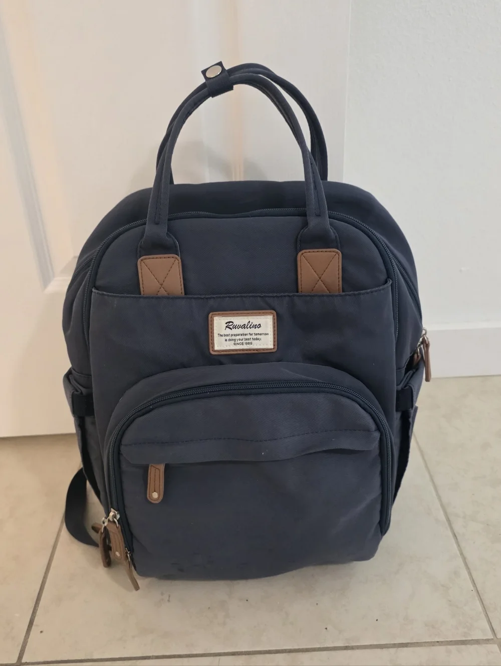 Ruvalino Diaper Bag Backpack Navy Blue Multi-Pocket Baby Bag Travel Organizer
